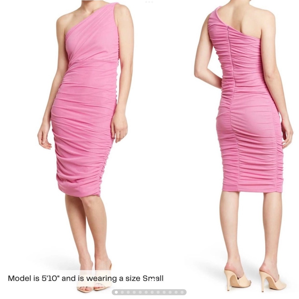 Love X Design One-Shoulder Body-Con MIDI Dress Super Pink size XL